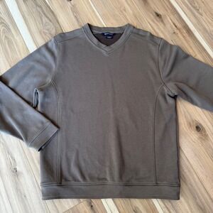 Cutter & Buck Peruvian Pima Cotton V-Neck Pullover‎ Sweater Mens M Olive Brown